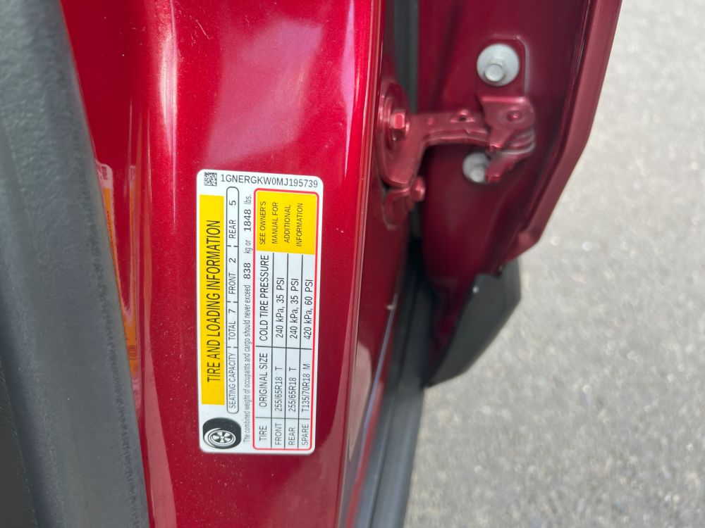 Tire and Load Information Sticker